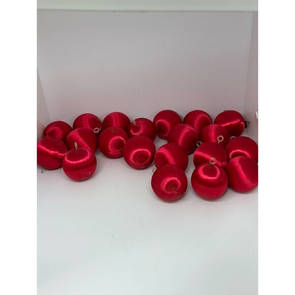 VTG Red Satin Christmas Ball Ornaments Lot Unbreakable 2" Retro Holiday Decor - Picture 9 of 10